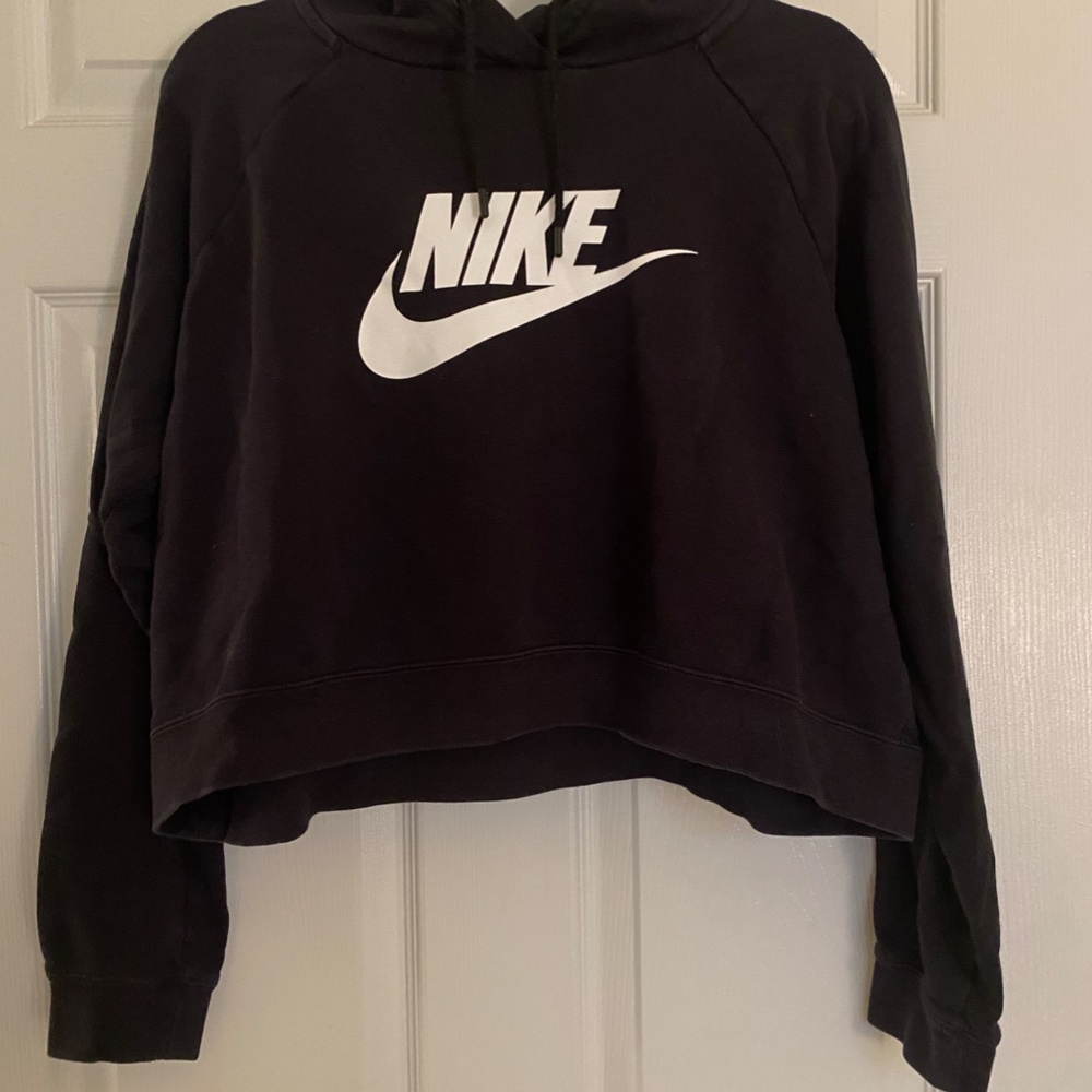 Nike Oversized Cropped Sweatshirt - Black - X LARGE